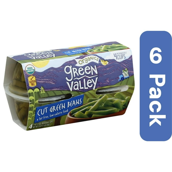 Green Valley Organics Cut Green Beans Organic Cup 4 oz (Pack of 6)