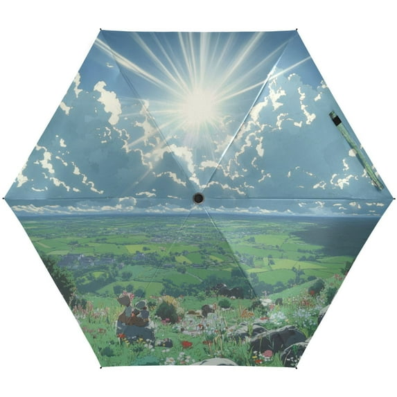 Green Valley Umbrellas for Sun Auto Open Close UV50+ Waterproof 5-Fold Compact Fiberglass Frame