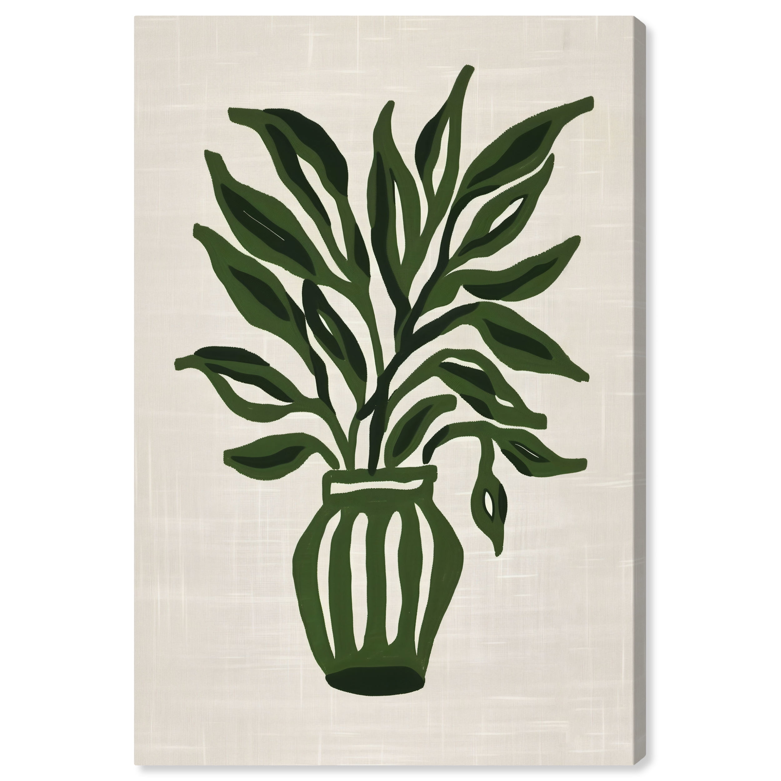 Green Vase Minimalistic Botanical Canvas Wall Art, 16" x 24"