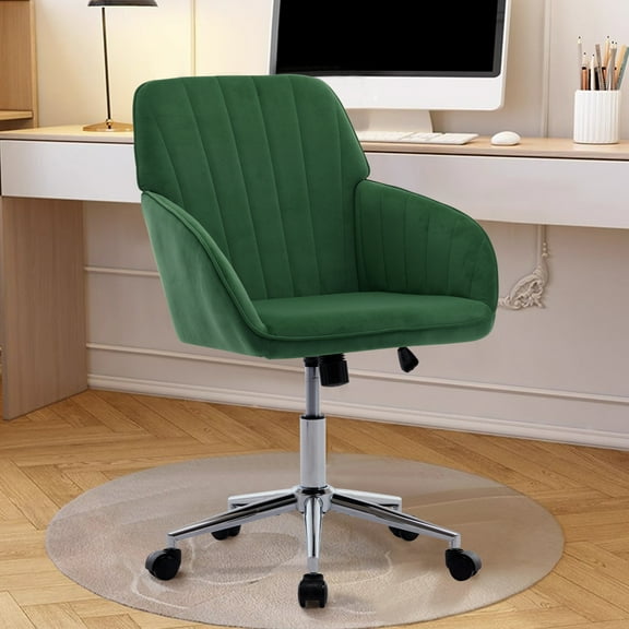 Green Velvet Adjustable Office Chair Ergonomic Swivel Chair for Home and Office, Backrest Seat, Perfect for Long Hours of Sitting