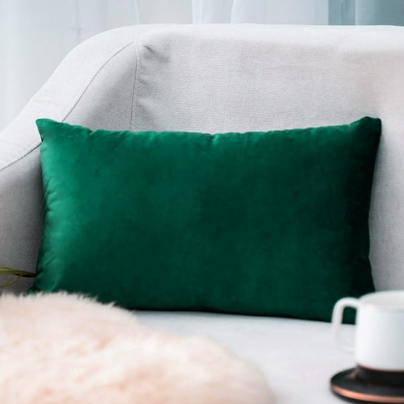 Green Velvet Body Pillow Cover - Soft Premium Velvet Rectangular Cushion Case for Sofa, Bedroom, Living Room & Office, Wrinkle-Resistant Throw Cover (No Pillow Core Included), 19.69*11.81in, C