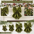 thumbnail image 1 of Green Velvet Bow Christmas Ornament Olive Green Gold Glitter Accent Christmas Tree Decor Indoor Christmas Decorations for Home Seasonal Hanging Mantel Decor Party Decor 1 Pack, 1 of 8