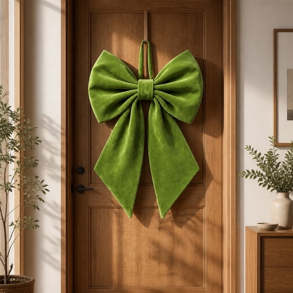 Green Velvet Christmas Bow, Large Tree Topper for Holiday Party, Wedding Festival Decoration, 24" Luxury Emerald Bow with Glitter, Wreath & Garland Finishing Touch​