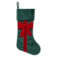 thumbnail image 1 of Green Velvet Christmas Stocking with Bow, 18 Inch Large Hanging Sock for Fireplace and Tree Decor, 1PC (Green), 1 of 5