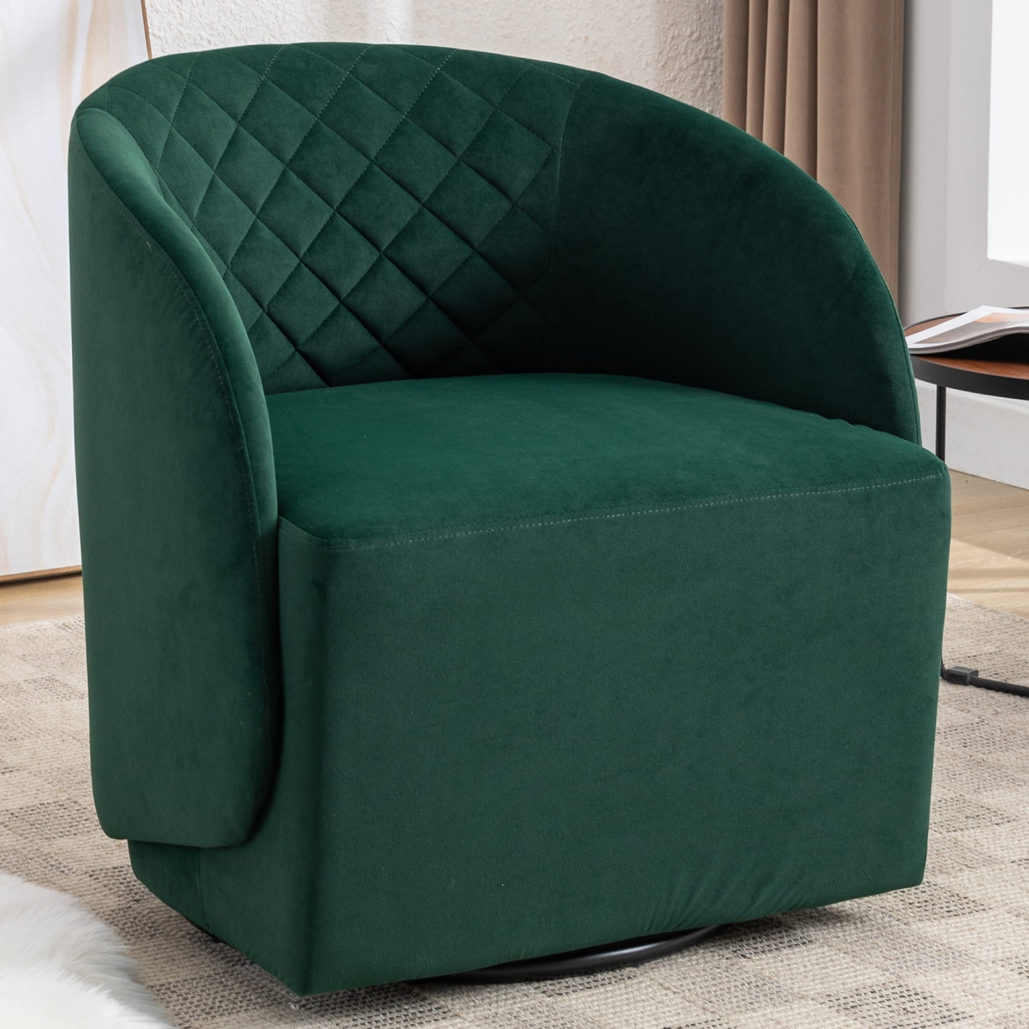 Green Velvet Modern Swivel Chair Perfect for Any Living Space Soft