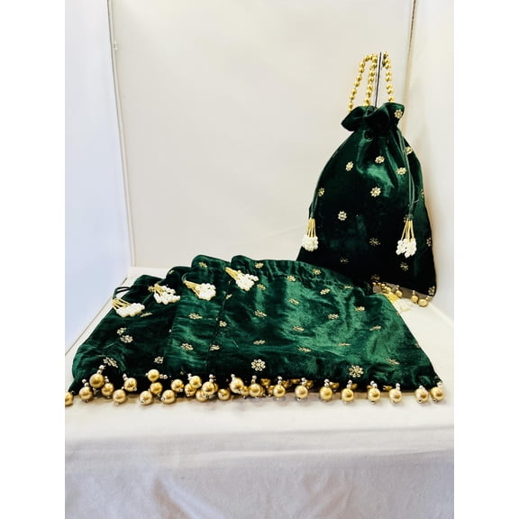 Green Velvet Potli Bag Bulk Order