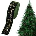 thumbnail image 1 of Green Velvet Ribbon, Gold Foil Merry Christmas Letter Snowflake Printed Christmas Ribbon, Green and Gold Ribbon for Gift Package, Xmas Tree Bow, Wreath Garland Craft Supplies, 1 of 4