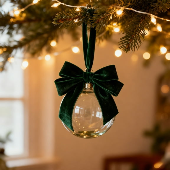 Green Velvet Ribbon, Satin Flocking Craft Ribbon, DIY Bow Making, Soft Textured Material, Holiday Gift Wrapping, Home Party Decor