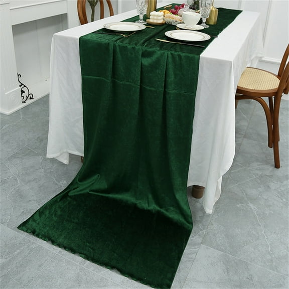 Green Velvet Table Runner 27.5X118 Inches | Luxurious Italian Fabric for Christmas Thanksgiving Wedding Decor | Elegant Dining Table Cloth