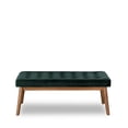 thumbnail image 1 of Green Velvet Upholstered Bench / Comfortable Seat with Polyester Filling, 1 of 2