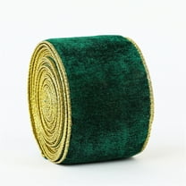 Green Velvet Wired Ribbon 2.5 Inch Khaki Gold Crushed Velvet Christmas Ribbon For Gift Wrapping Christmas Tree Decoration Crafts Wreaths Supplies