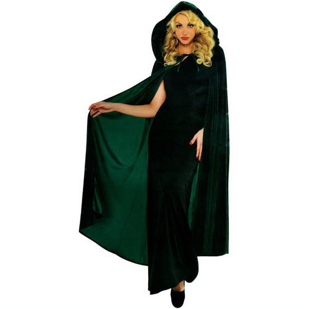Green Velveteen Hooded Cape Adult Halloween Costume