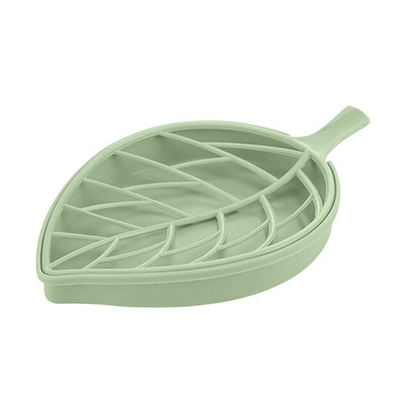 Green Ventilated Soap Storage Dish With Natural Leaf Design Bathroom Countertop Organizer #XXj93