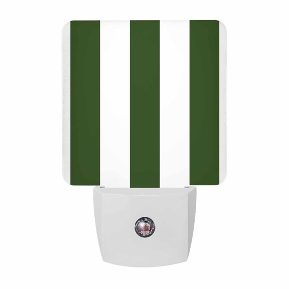 Green Vertical Stripes Night Light, Deep Green Parallel Colored Lines Rustic Plug in Night Lights with Dusk to Dawn Sensor, Energy Saving Green LED Nightlight for Bedroom Bathroom, Auto On/Off
