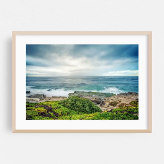 Green Vibes - Windansea Beach - San Diego California Photography Ocean Coast Scenic Nature Landscape Beach Waves Oak Framed Wall Art Print 5 x 7 inches
