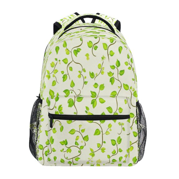 Green Vine Flourish Stylish Large Backpack 15L Self-Standing Durable Twill for School, Office and Travel Use