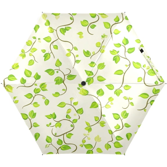 Green Vine Flourish Umbrellas for Sun Auto Open Close UV50+ Waterproof 5-Fold Compact Fiberglass Frame