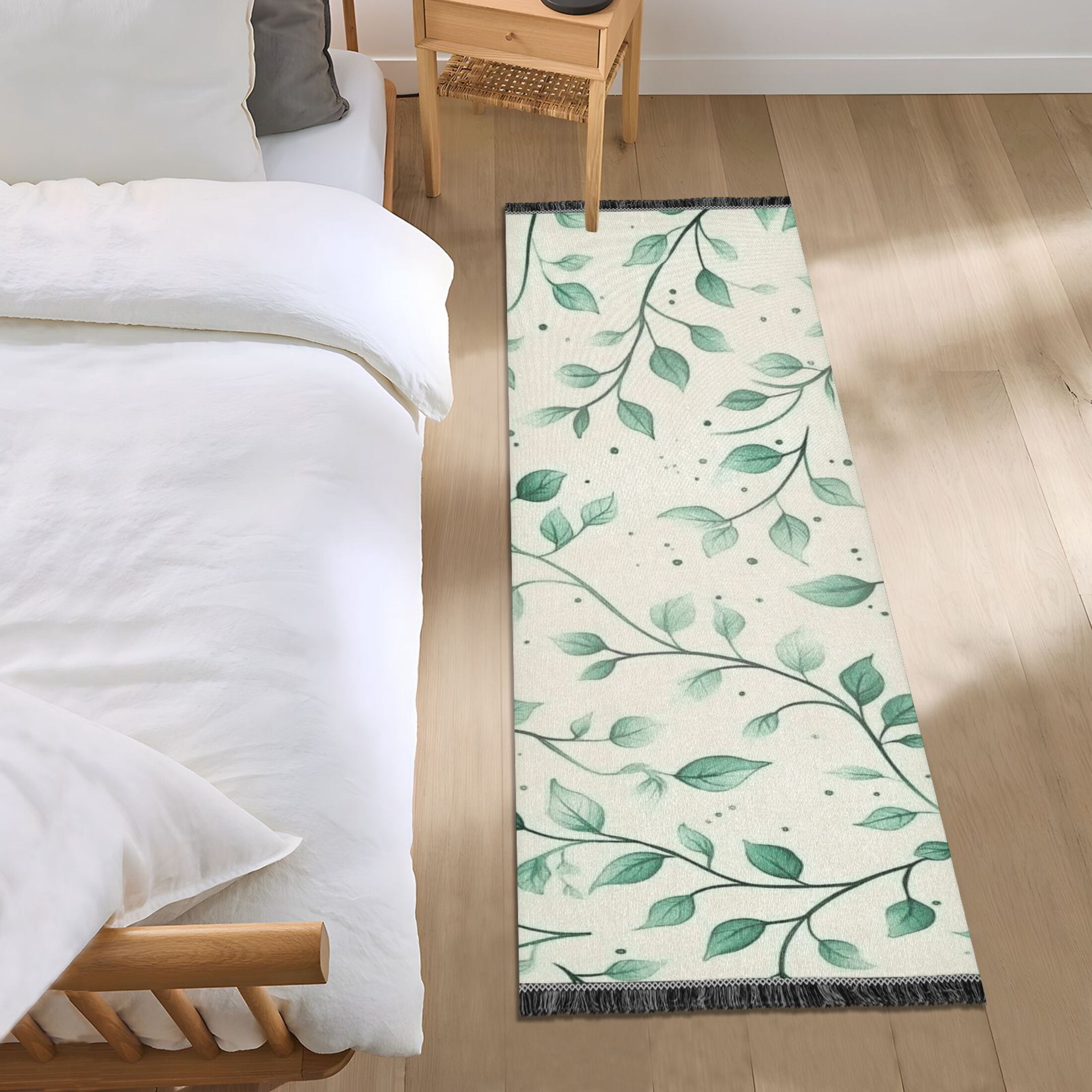 Green Vine and Leaves Bedroom Runner Rug 2'x 6' Non Slip Carpet Indoor ...