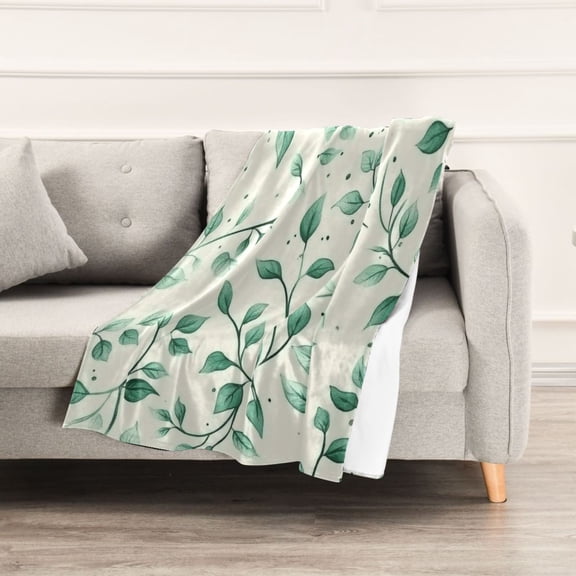 Green Vine and Leaves Throw Blanket 60" x 90" Soft and Warm Blankets for Couch Sofa and Bed