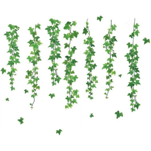 Green Vines Wall Stickers Fallen Leaves Wall Decals Hanging Vine Wall Sticker Natural Green Plants Art Murals Vinyl Wallpaper for DIY Living Room Bedroom TV Background Wall Decor