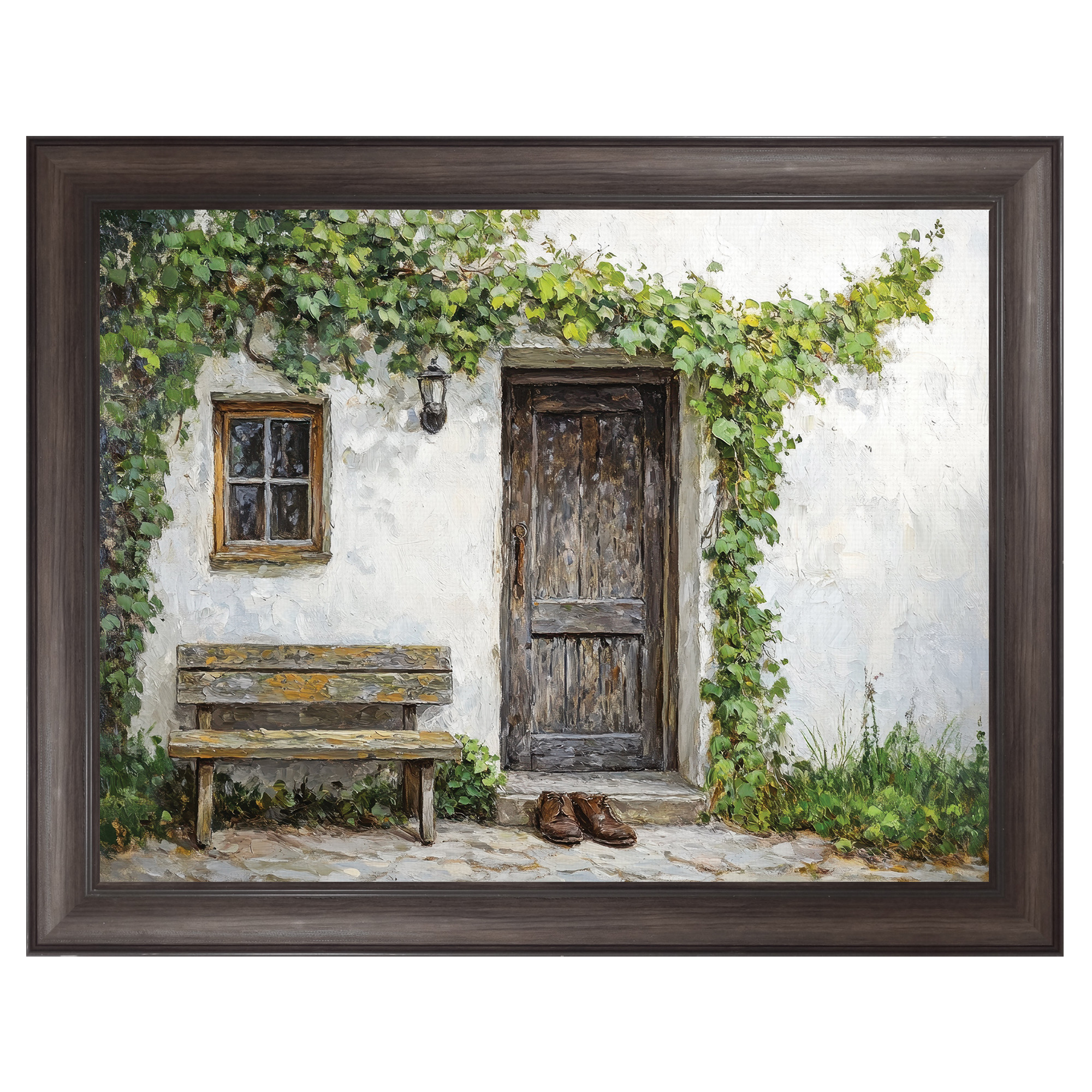 Green Vines and Boots II Framed Canvas