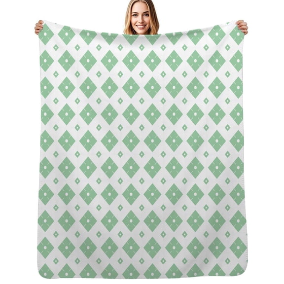 Green Vintage Fun Funky 70s 90s Flannel Blanket Warm Soft Bedding Throws Winter Camping Chair Sofa Bed