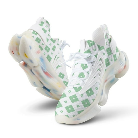 Green Vintage Fun Funky 70s 90s Walking Shoes for Men Woman Lightweight Tennis Fashion Elastic Sports Shoes Cushion Basketball Shoes