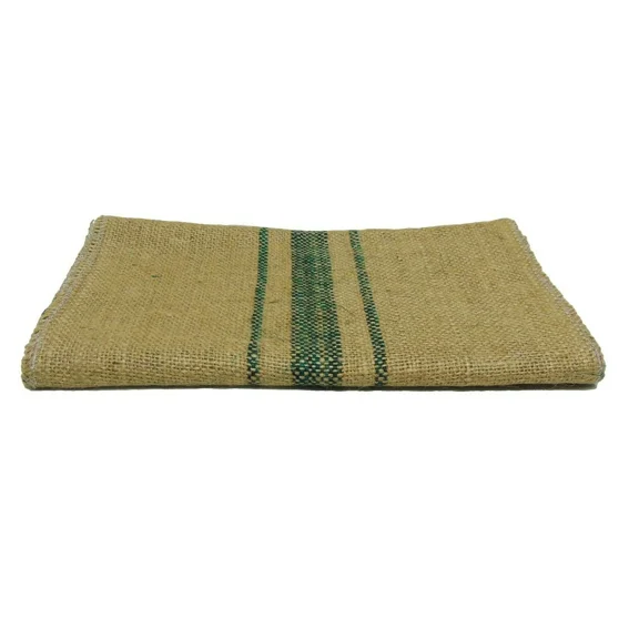 Green Vintage Grain Sack Stripe - 12" X 108" Burlap Table Runner Fringe Edges