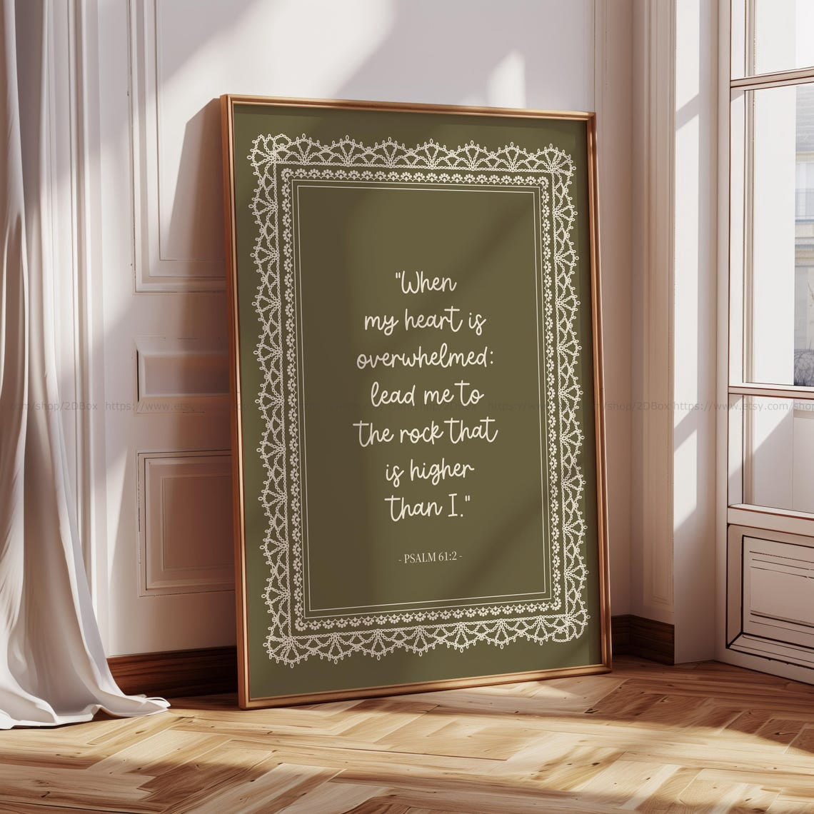 Cottage Scripture Image Green Vintage Psalm 61:2 Cottagecore Bible Verse Christian Scripture ...