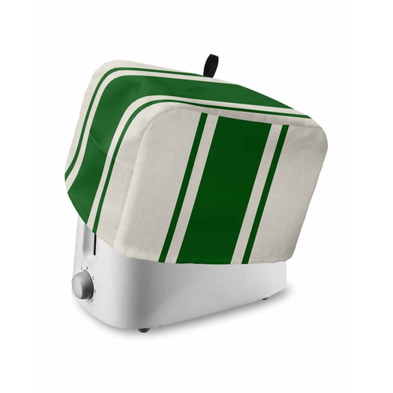 Green Vintage Small Toaster Cover 2 Slice, Kitchen Appliance Covers, Geometric Stripes Simple Lines Toaster Oven Cover with Loop, Bread Machine Cover Polyester Dust Cover Protection