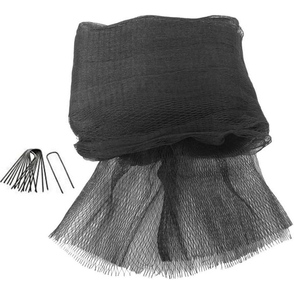 Green Vista 3/4 Inch Mesh Quality Landscape Pond Netting - 30' x 48' with 40 Steel Stakes