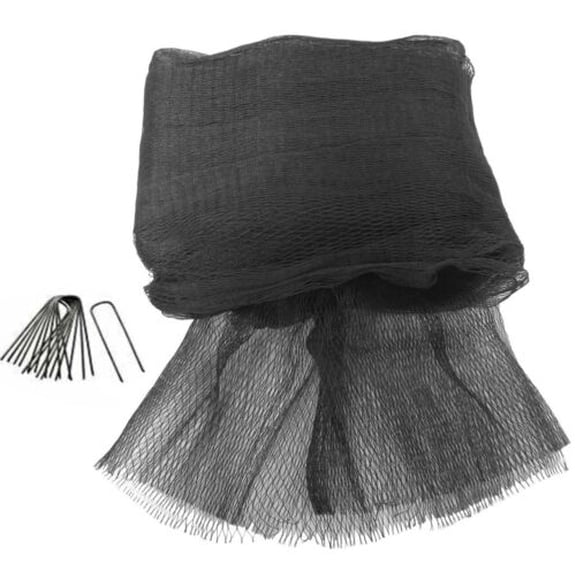 Green Vista 30x7' Quality Landscape Pond Netting w/ 10 Steel Stakes - 3/4" Mesh