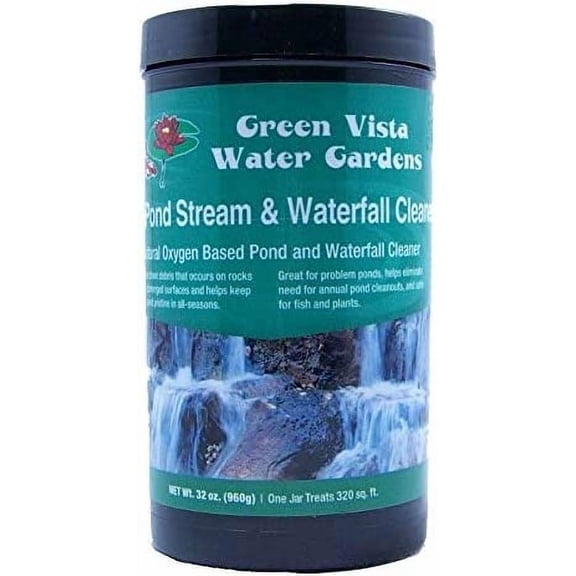 Green Vista Oxy-Pond, Stream and Waterfall Cleaner - 32 Ounces - Removes Organic Debris and Green Scum from Water and Surfaces - Uses Oxygen's Natural Power - Safe for Koi, Other Fish, Plants