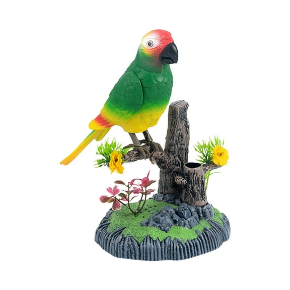 Green Voice Activated Talking Parrots Moving Pet Battery Operated Birds Toys Simulated Induction Sound Control For Office Decoration Fun