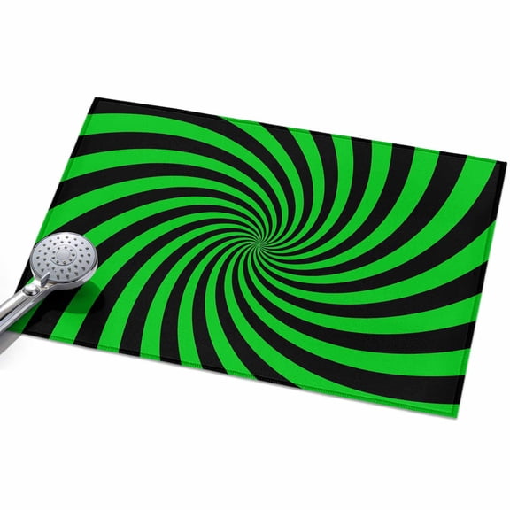Green Vortex 2x3ft Non Slip Area Rug Abstract Green Black Lime Spiral Optical Motion Style Washable Soft Area Rugs for Living Room, Indoor Circle Carpet for Bedroom Dining Room Kitchen