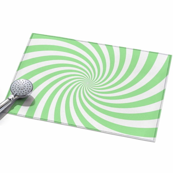 Green Vortex 2x3ft Non Slip Area Rug Abstract White Pale Green Spiral Optical Motion Style Washable Soft Area Rugs for Living Room, Indoor Circle Carpet for Bedroom Dining Room Kitchen