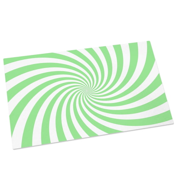 Green Vortex Door Mat 16x24 Inch Abstract White Pale Green Spiral Optical Motion Style Entryway Rug with Non-Slip Rubber, Front Door Mat Indoor Floor Mats for Living Room Bathroom Bedroom Home Office