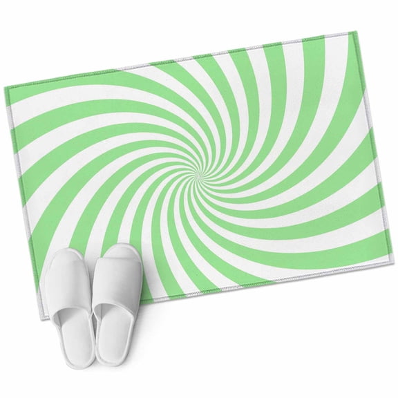 Green Vortex Washable Small Entryway Area Rugs 2'x3', Abstract White Pale Green Spiral Optical Motion Style Low Pile Throw Rug Non-Slip Sturdy Edge Binding Carpet for Front Door Floor Room Entry