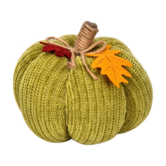 Green Waffle Textured Knit Pumpkin Decoration, Pumpkin Decorations for Home, Fall Table Decorations, Farmhouse Fall Decor, 8X8 Inch Desktop Ornament for Indoor Halloween and