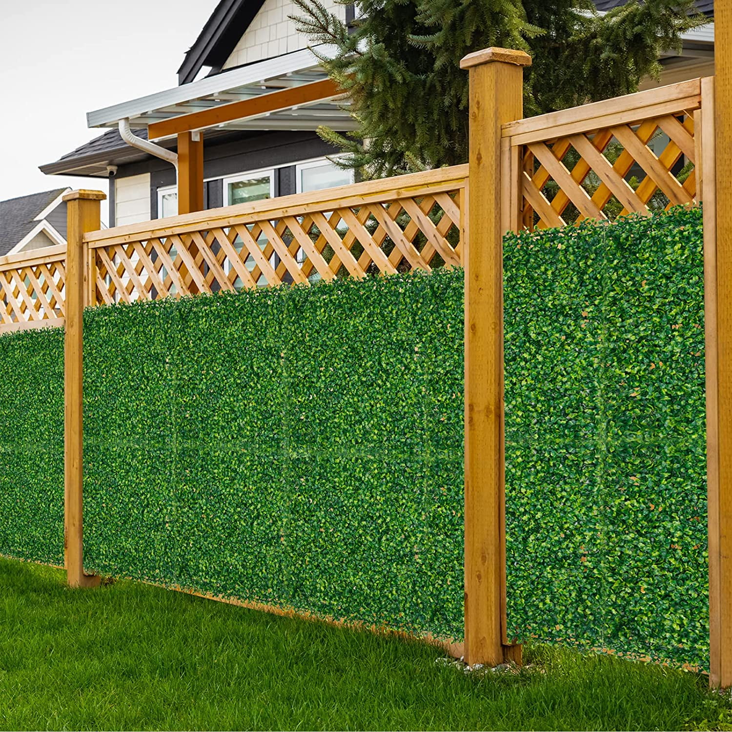 Green Wall Panels, 30 Pack 10 x 10 inch Grass Wall Panels Boxwood Hedge