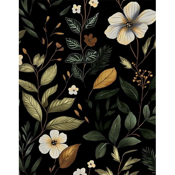 Green Wallpaper Peel and Stick Vintage Dark Black Floral Wallpaper Waterproof Self Adhesive Removable Boho Leaf Wall Paper Modern for Bedroom Walls Drawer Cabinet 17.5in x118in