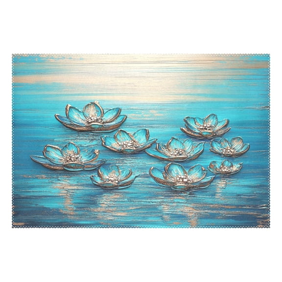 Green Water Reflection 12x18in Heat-Resistant Non-Slip Place Mat, Durable and Wrinkle-Resistant