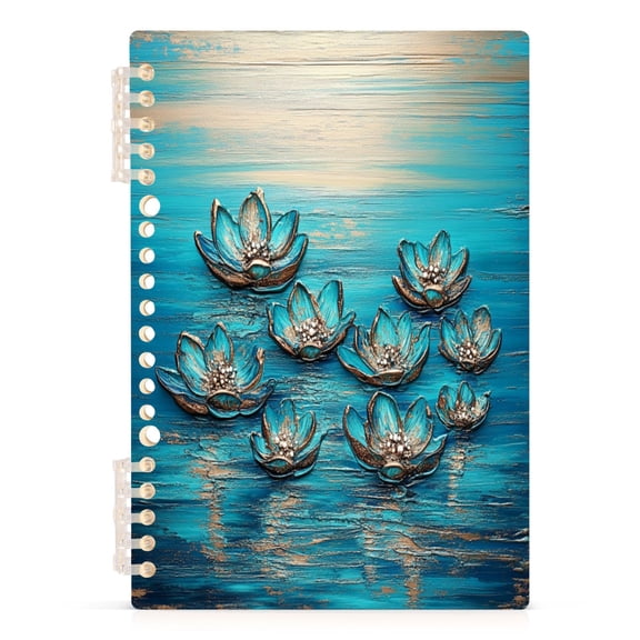 Green Water Reflection A5 8.3x5.7in PP Notebook, Adjustable Rings, 60 Sheets, Diary or Journey Note