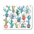 thumbnail image 1 of Green Watercolor Cacti Flower Collection of Cactus and Succulents White in Trendy Cute Cartoon Style Pink Mousepad Mouse Pad Mouse Mat 9x10 inch, 1 of 3