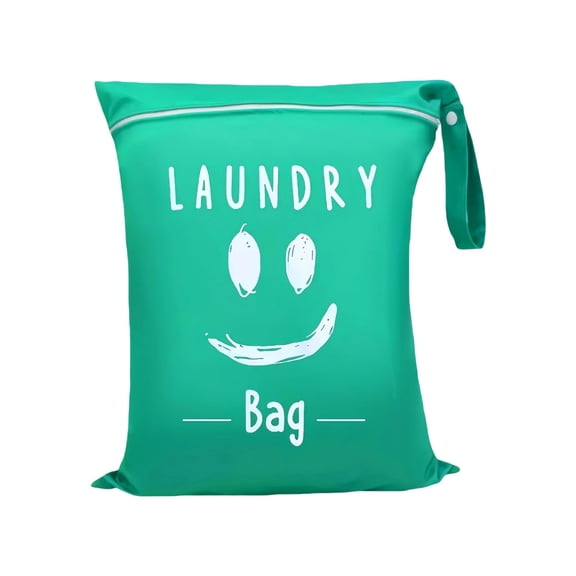 Green Waterproof Oxford Cloth Portable Travel Laundry Bag For Swimsuits And Wet Clothes Storage With Handle 18.9X14.96 Inches