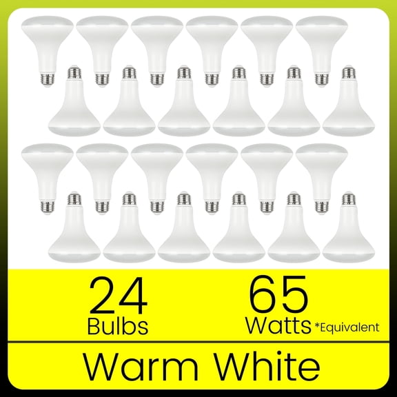 Green Watt BR30 LED Flood Light Bulbs, 11-Watt (65W Equivalent) Warm White, E26 Base, Dimmable (24-Pack)