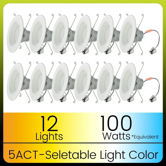 Green Watt 14 Watt (100 watt equiv) 5-in or 6-in Recessed Downlight, 5 CCT Tunable, 12-Pack