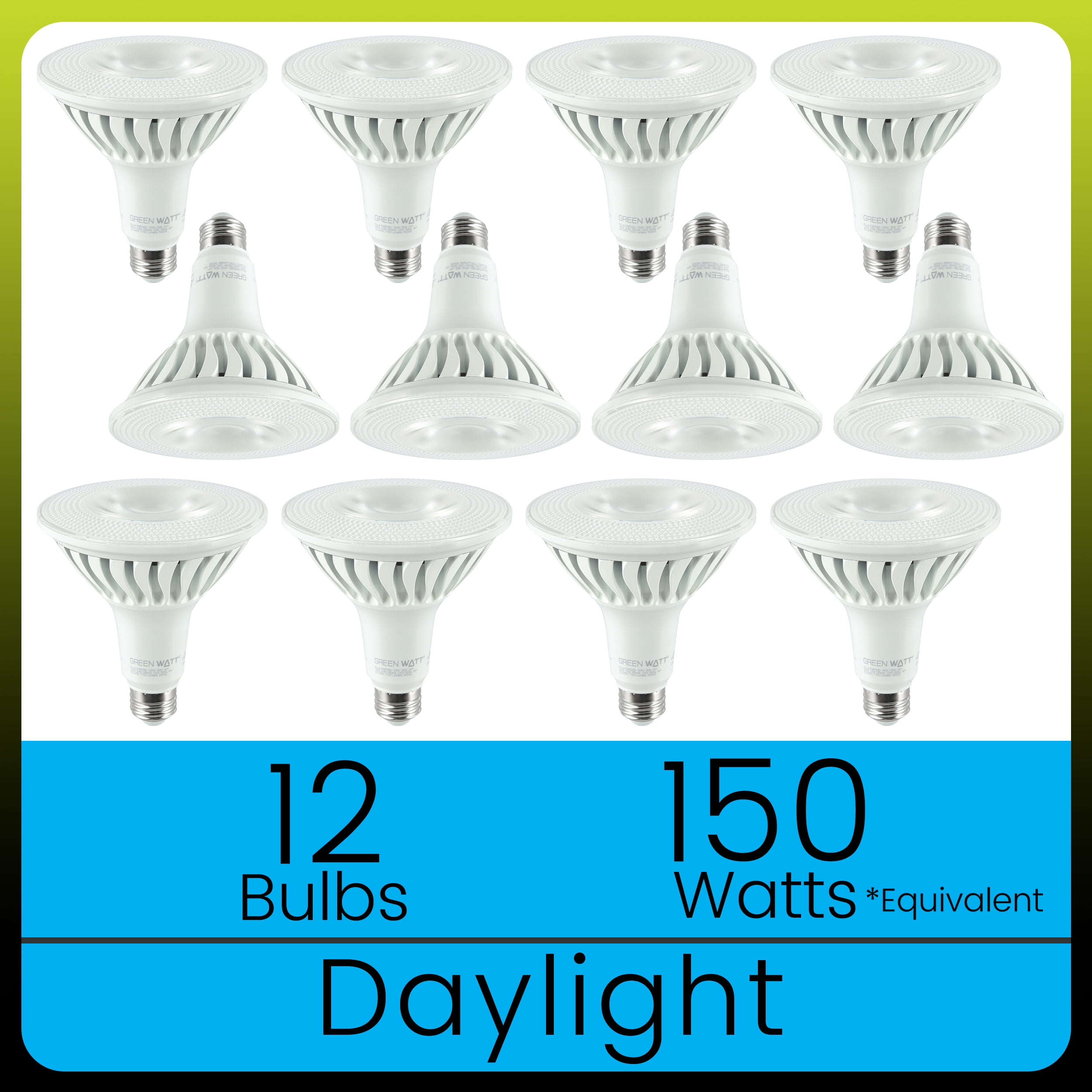 Green Watt 20 Watt (150 watt equiv) PAR38 LED Light Bulb, E26 Base, 1700 Lumen, Daylight White, 12-Pack