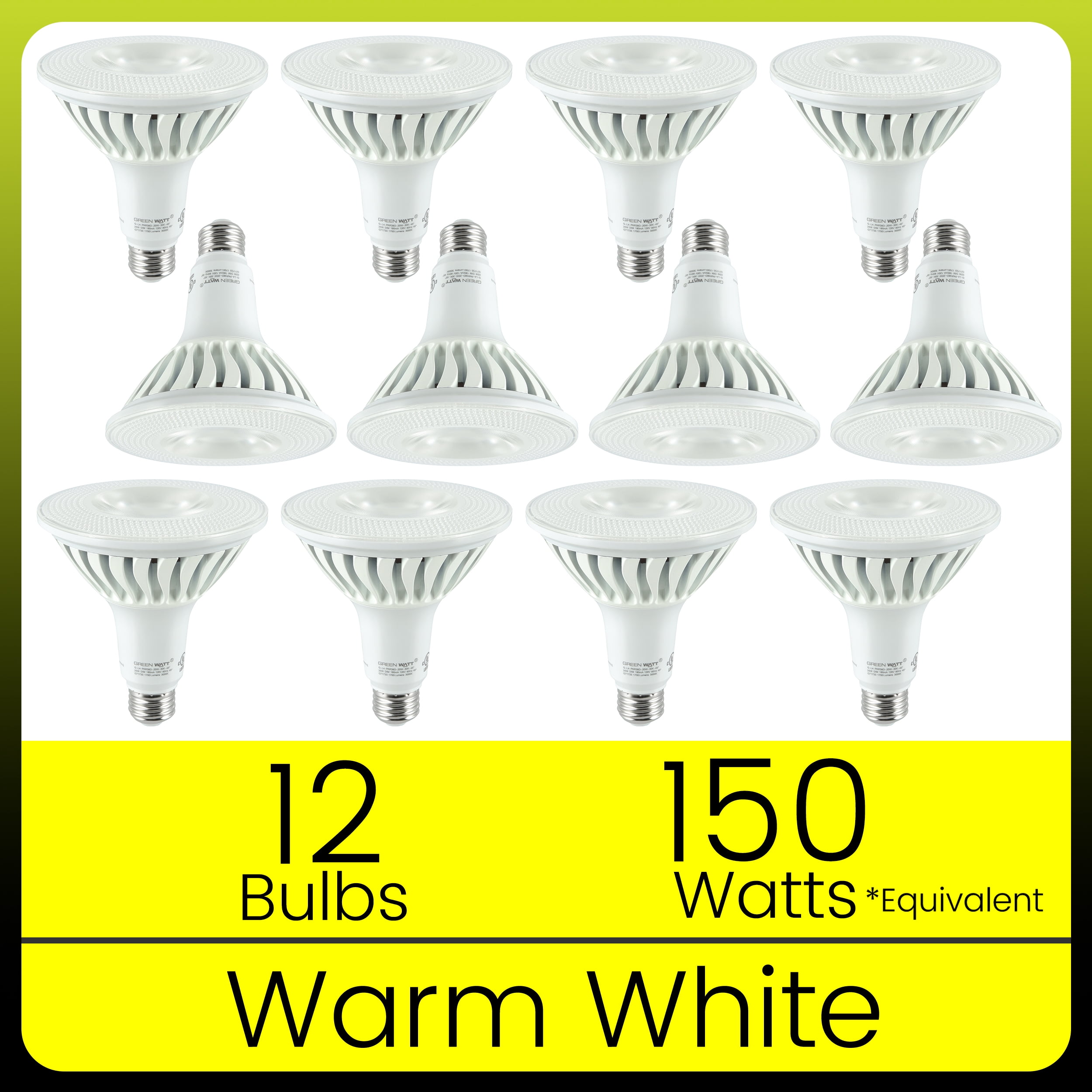 Green Watt PAR38 Outdoor LED Flood Light Bulb, 20-Watt (150-watt equivalent), 1700 Lumen, Warm White, 12-Pack