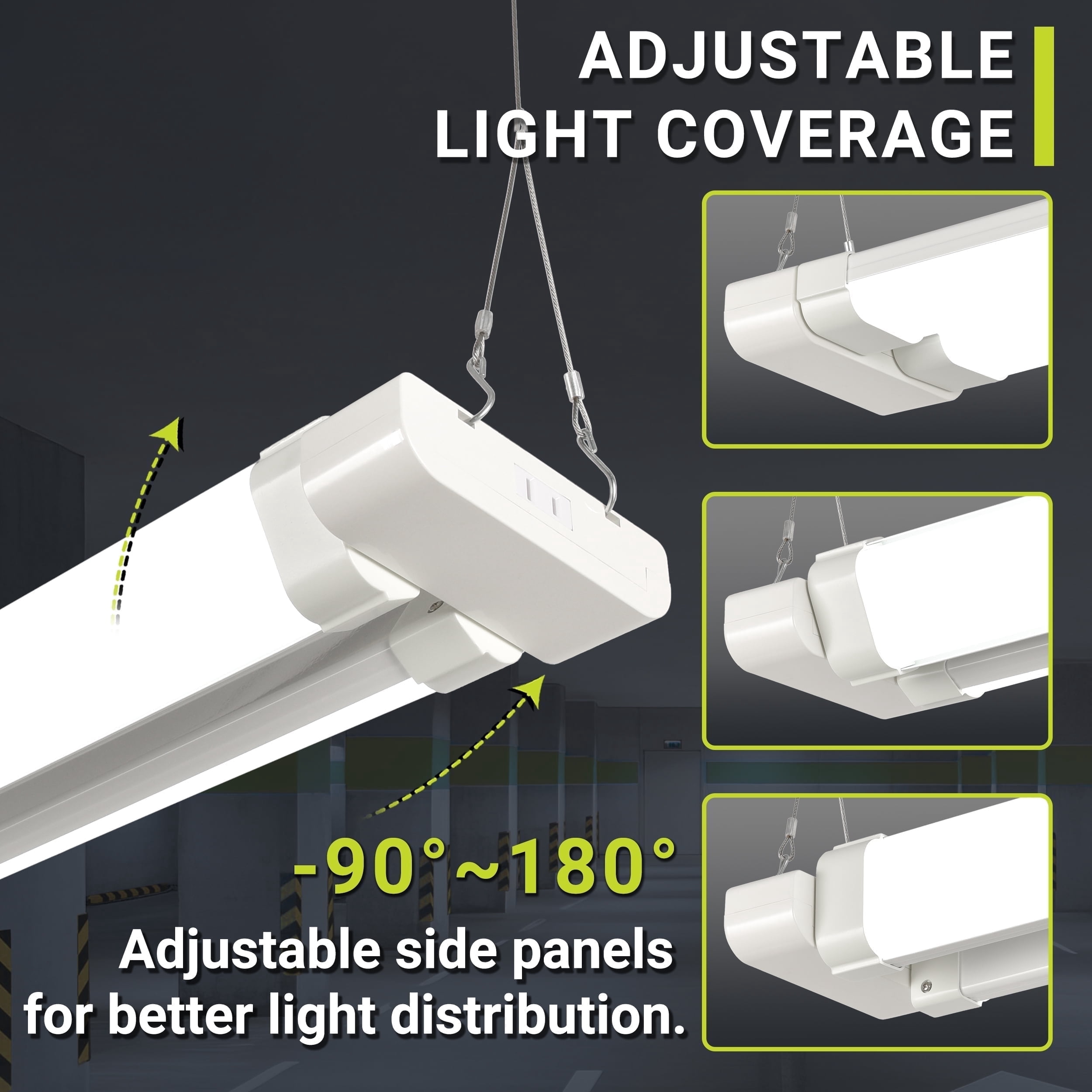 Green Watt, LED Shop Light, 4-FT 10,000 Lumens, Adjustable Panels ...